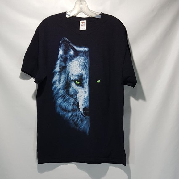 Wolf Other - Vintage Wolf Large Print Black T-Shirt Large EUC